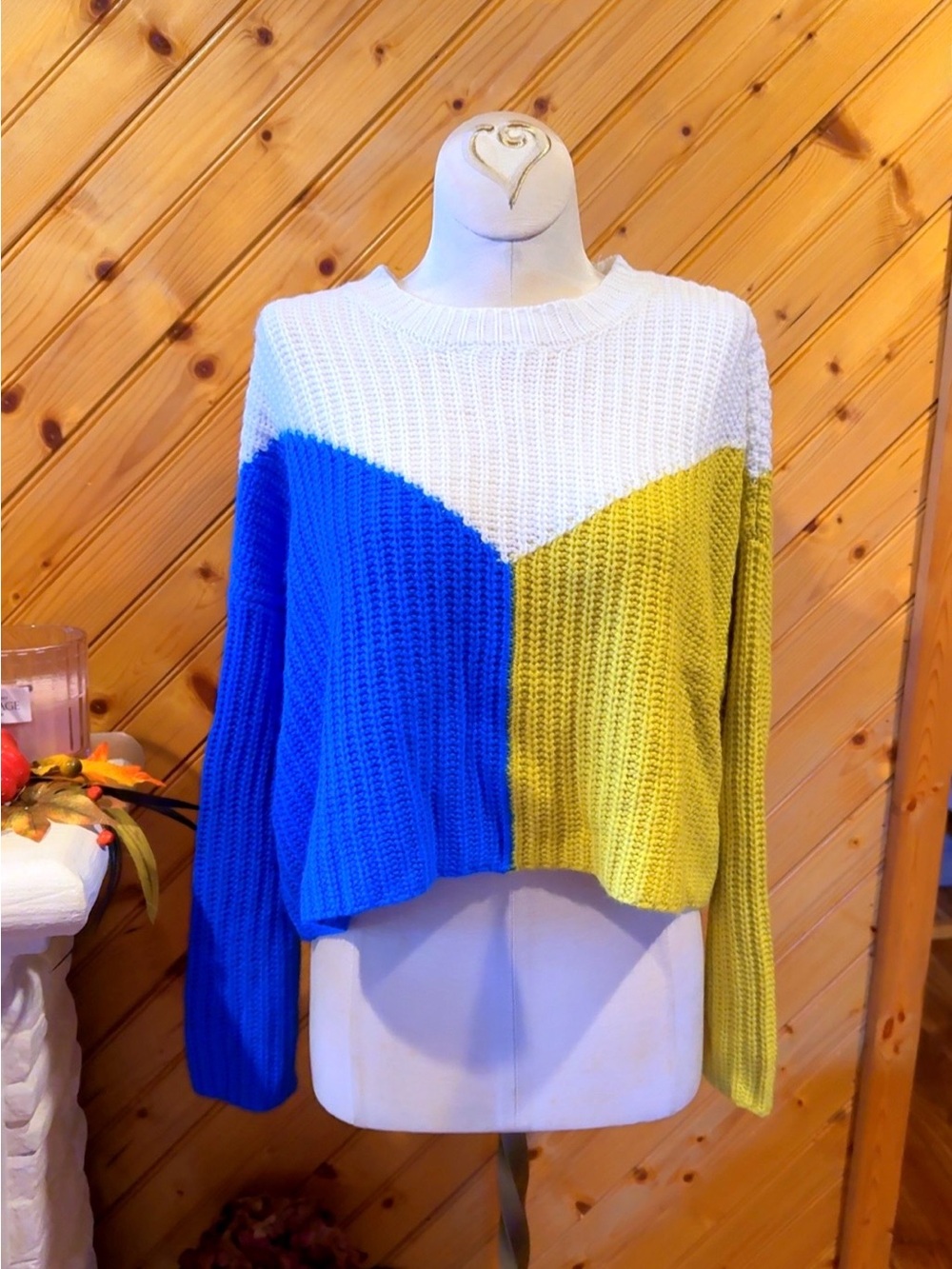 Sincerely Jules Colorblock Chunky Knit Cropped Sweater Size Small